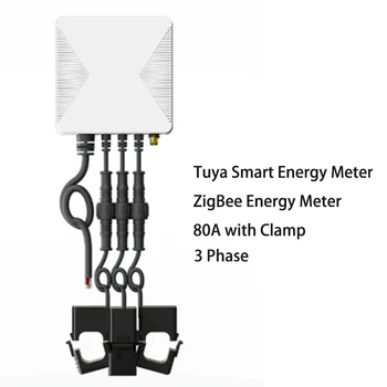Tuya Smart 3-Vaihe Zigbee-energiamittari Kwh Valtuudet Valvoa 80A Clamp Nykyinen Muuntaja