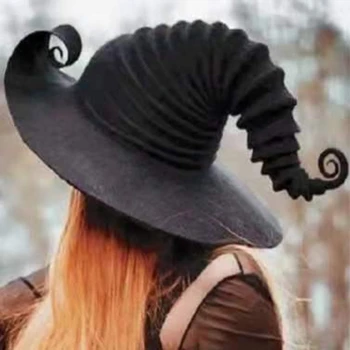 Muoti Kulma Noita Hattu Torni Velho Hattu Suosittu Suuri Ruched Noita Hattu Luova Naisten Puku Lisävaruste Halloween