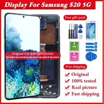 Alkuperäinen G980F/DS, LCD-Samsung Galaxy S20-Näyttö, Runko G981B G981U G981W Touch-Näyttö 6,2