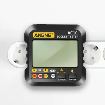 ANENG AC10 Socket Testaaja, Plug-Ilmaisin Nolla Linja Plug Vaiheen Napaisuus Tarkista, Vaihe Ilmaisin US/EU-Pistoke Digitaalinen Yleismittari Testaaja